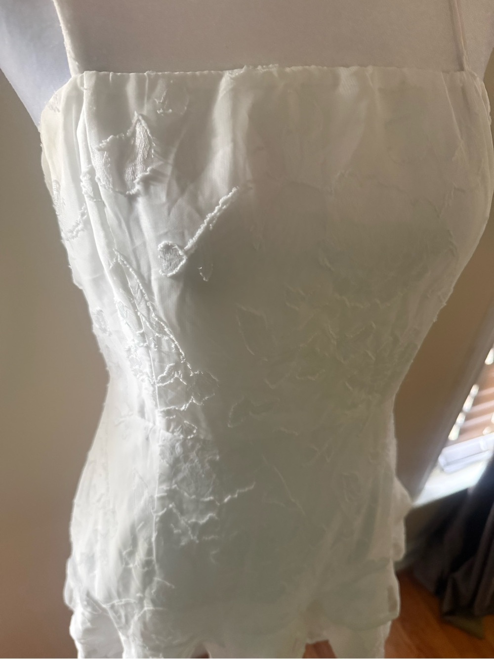 Lulus White Embroidered Ruffle Mini Dress | Small - Picture 2 of 5